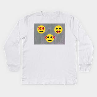 The Three Wise Emojies Kids Long Sleeve T-Shirt